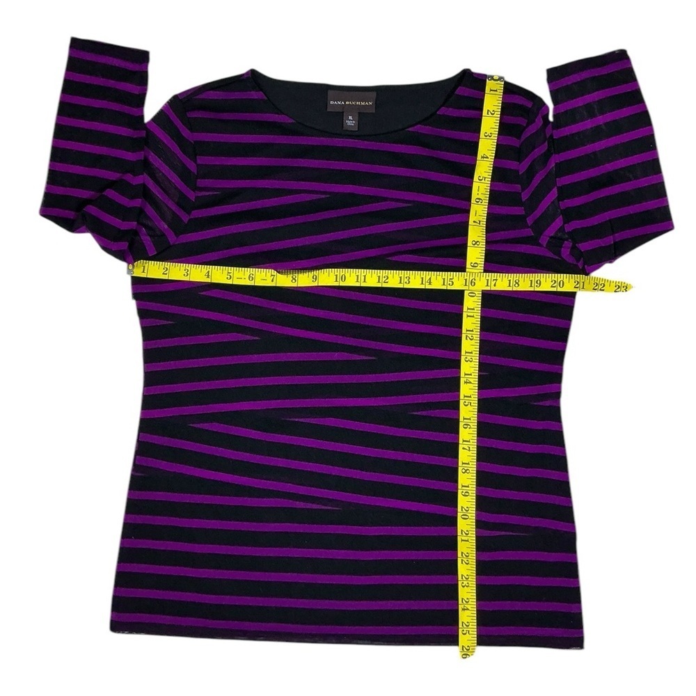 Dana Buchman Tunic Top Sheer Waterfall Layers 3/4 Sleeve Purple Black Women XL - Picture 4 of 16